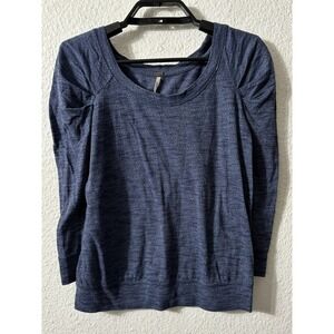 Free People Sweater Womens XS Pullover Lightweight Ruched Shoulder 3/4 Sleeve‎